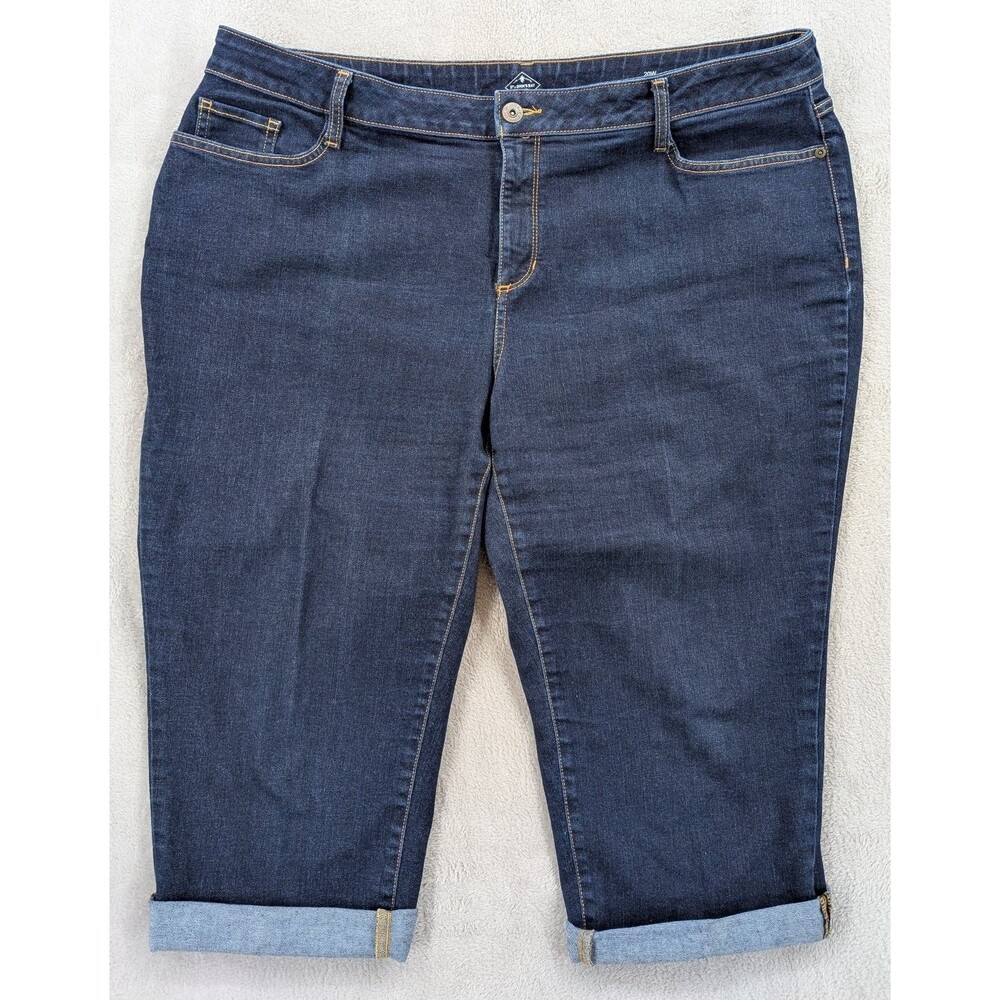 St. John's Bay Women's Jeans Dark Wash Casual Summer Capri Plus Size 20W Stretch